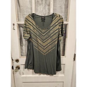 JM Collection Green and Gold Women's‎ Top